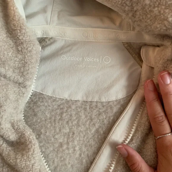 Outdoor Voices Megafleece Wool Brown Tan Pullover w Pockets - Picture 4 of 7